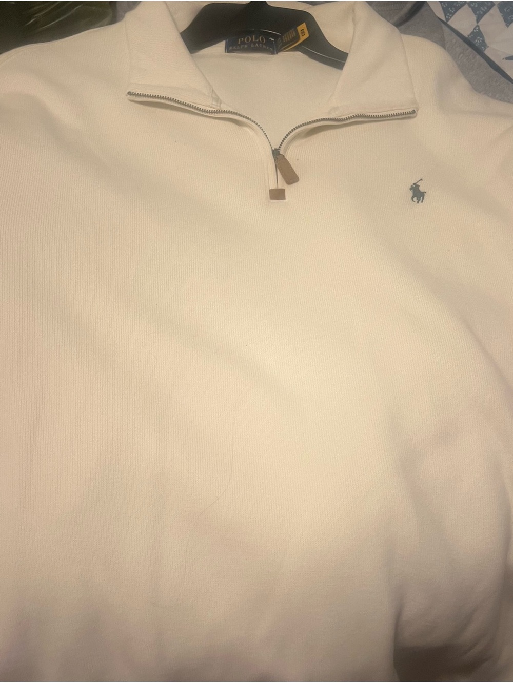 Ralph Lauren White Polo Shirt with Navy and Gold Neck Tag